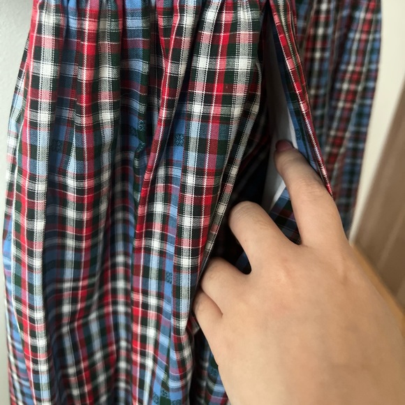 Traditional Alpine Midi Dress — Blue/Red Plaid Short Sleeve - Picture 7 of 8